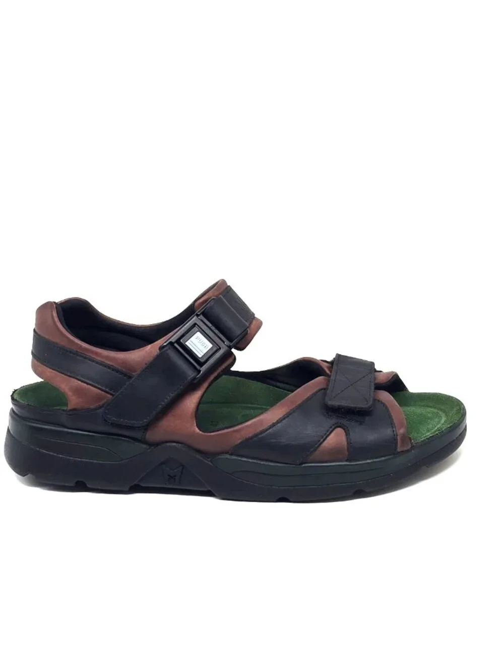 Mephisto Shark Smooth Leather Brown Black Sandals Men's Size US 9 EU 43